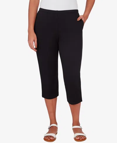 Ruby Rd. Petite Elastic Waist French Terry Capri In Black