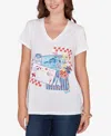 Ruby Rd. Petite Embellished Postcard Graphic T-shirt In White