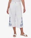 Ruby Rd. Petite Embroidered-hem Denim Capri Pants In White