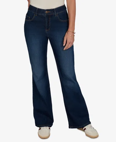 Ruby Rd. Petite Flare Mid-rise Cotton-blend Denim Jeans In Blue