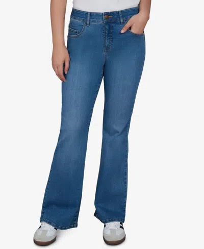 Ruby Rd. Petite Flare Mid-rise Cotton-blend Denim Jeans In Blue