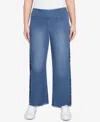 Ruby Rd. Petite Flocked Bootcut Ankle Jeans In Blue