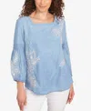 Ruby Rd. Petite Floral Embroidered Square Neck Top