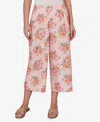 Ruby Rd. Petite Floral Eyelet Pull-on Capri Pants In Pink
