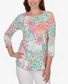 Ruby Rd. Petite Floral Medallion Knit Top In Multi