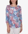 Ruby Rd. Petite Floral Medallion Knit Top In Multi