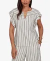 Ruby Rd. Petite Flutter-sleeve Textured Stripe Top In Multi
