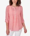 Ruby Rd. Petite Gingham Silky Henley Crew Neck Top