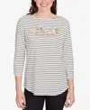 Ruby Rd. Petite Holiday Dogs Striped Knit Top In Multi
