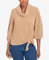 Ruby Rd. Petite Honeycomb Chenille Cowl Neck Top In Brown