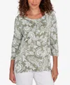 Ruby Rd. Plus Size Jacobean Paisley Puff Print Top In Gray