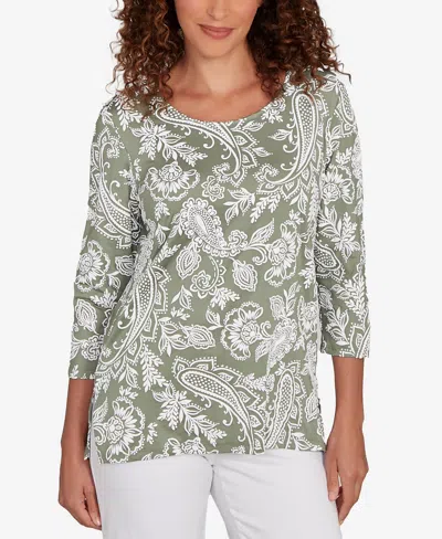 RUBY RD. PETITE JACOBEAN PAISLEY PUFF PRINT TOP