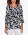 Ruby Rd. Plus Size Jacobean Paisley Puff Print Top In Black
