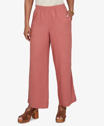 Ruby Rd. Petite Lace Trim Lightweight Pull-on Pants In Pink