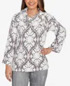 Ruby Rd. Petite Medallion Jacquard Sweater Knit Top In Gray