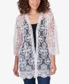 RUBY RD. PETITE MEDALLION LACE SCALLOPED CARDIGAN