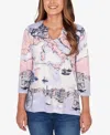 Ruby Rd. Petite Mediterranean Scenic Print Cotton Top In Multi