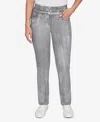 Ruby Rd. Petite Metallic Painted Pull On Jeans In Gray