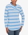 Ruby Rd. Petite Metallic Stripe Button Accent Knit Top In Multi