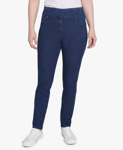 Ruby Rd. Petite Mid-rise Pull-on Straight Extra Stretch Denim Pant In Blue