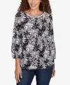 Ruby Rd. Petite Monotone Palms Puff Print Side Tie Top