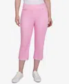 Ruby Rd. Petite Oasis Pull On Fringe Denim Capri Pants In Cyclamen
