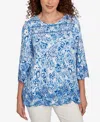 Ruby Rd. Petite Oceanic Paisley Embroidered Top