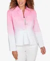 Ruby Rd. Petite Ombre Denim Peplum Jacket In Pink
