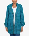 Ruby Rd. Petite Open Front Tweed Patch Pocket Jacket In Multi
