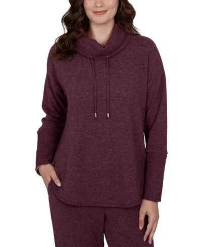 Ruby Rd. Petite Oversized Cowl Neck Long-sleeve Pullover In Brown