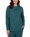 Ruby Rd. Petite Oversized Cowl Neck Long-sleeve Pullover In Green