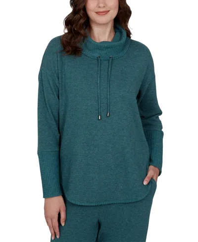 Ruby Rd. Petite Oversized Cowl Neck Long-sleeve Pullover In Green