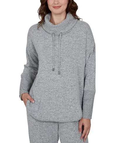 Ruby Rd. Petite Oversized Cowl Neck Long-sleeve Pullover In Gray