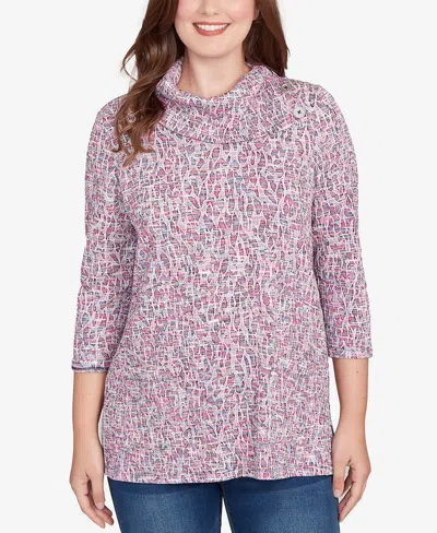 Ruby Rd. Petite Patch Pocket Spacedye Top In Pink