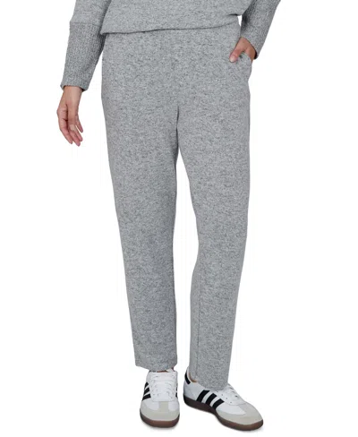 Ruby Rd. Petite Pull-on Straight Knit Pants In Gray