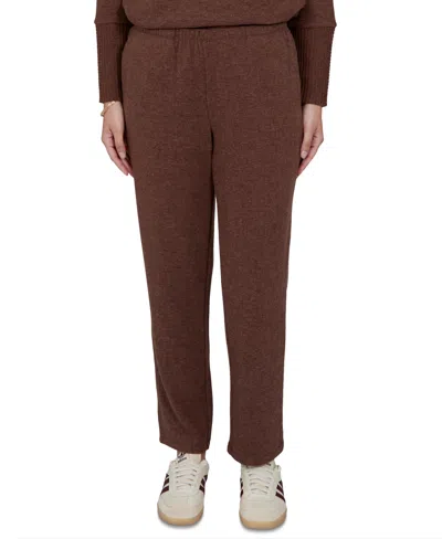 Ruby Rd. Petite Pull-on Straight Knit Pants In Brown