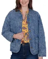 Ruby Rd. Petite Quilted Floral Denim Jacket In Blue