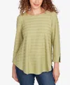 Ruby Rd. Petite Scalloped Jacquard Knit Top In Green
