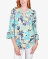 RUBY RD. PETITE SEASIDE FLORAL PUFF PRINT TOP