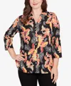 Ruby Rd. Petite Shirt Collar Floral Paisley Button Front Top In Multi