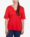Ruby Rd. Petite Solid Diamond Stitch T-shirt In Red
