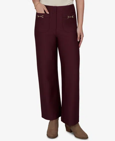 Ruby Rd. Petite Solid Pique Wide Leg Pull-on Pants In Burgundy
