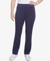 Ruby Rd. Petite Solid Scuba Knit Pleated Pull On Pants In True Navy