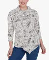 Ruby Rd. Petite Split Cowl Neck Chenille Jacquard Knit Top In Ivory,black