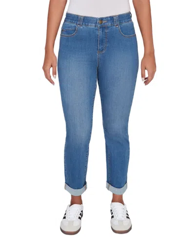 Ruby Rd. Petite Straight-leg High-rise Jeans In Blue