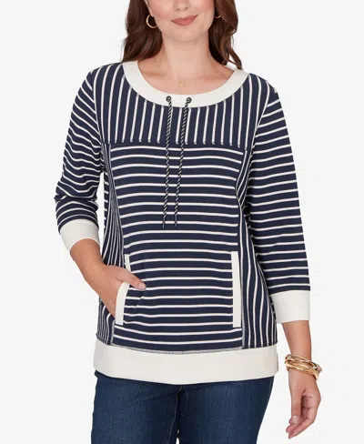 Ruby Rd. Petite Striped Popover Pocket Top In Multi