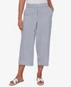Ruby Rd. Petite Striped Seersucker Fly-front Capri Pants In Blue