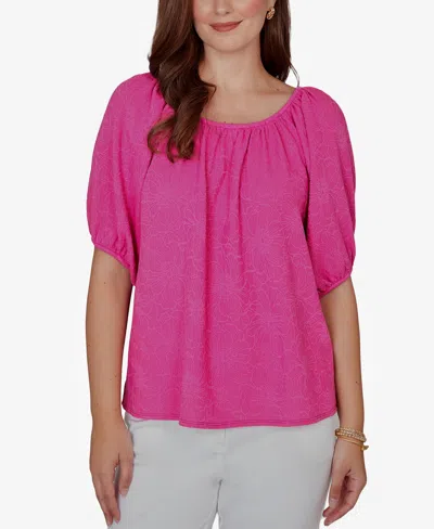 Ruby Rd. Petite Textured Convertible Knit Top In Pink