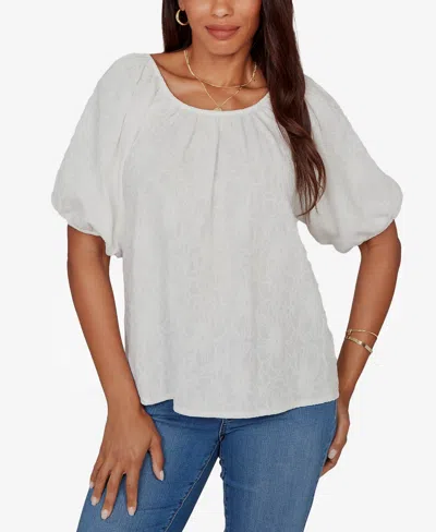 Ruby Rd. Petite Textured Convertible Knit Top In White