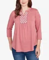 Ruby Rd. Petite Textured Knit Embellished Top In Red